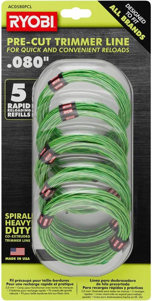 RYOBI 0.080 in. x 16 ft. Pre-Cut Spiral Line (5-Pack)