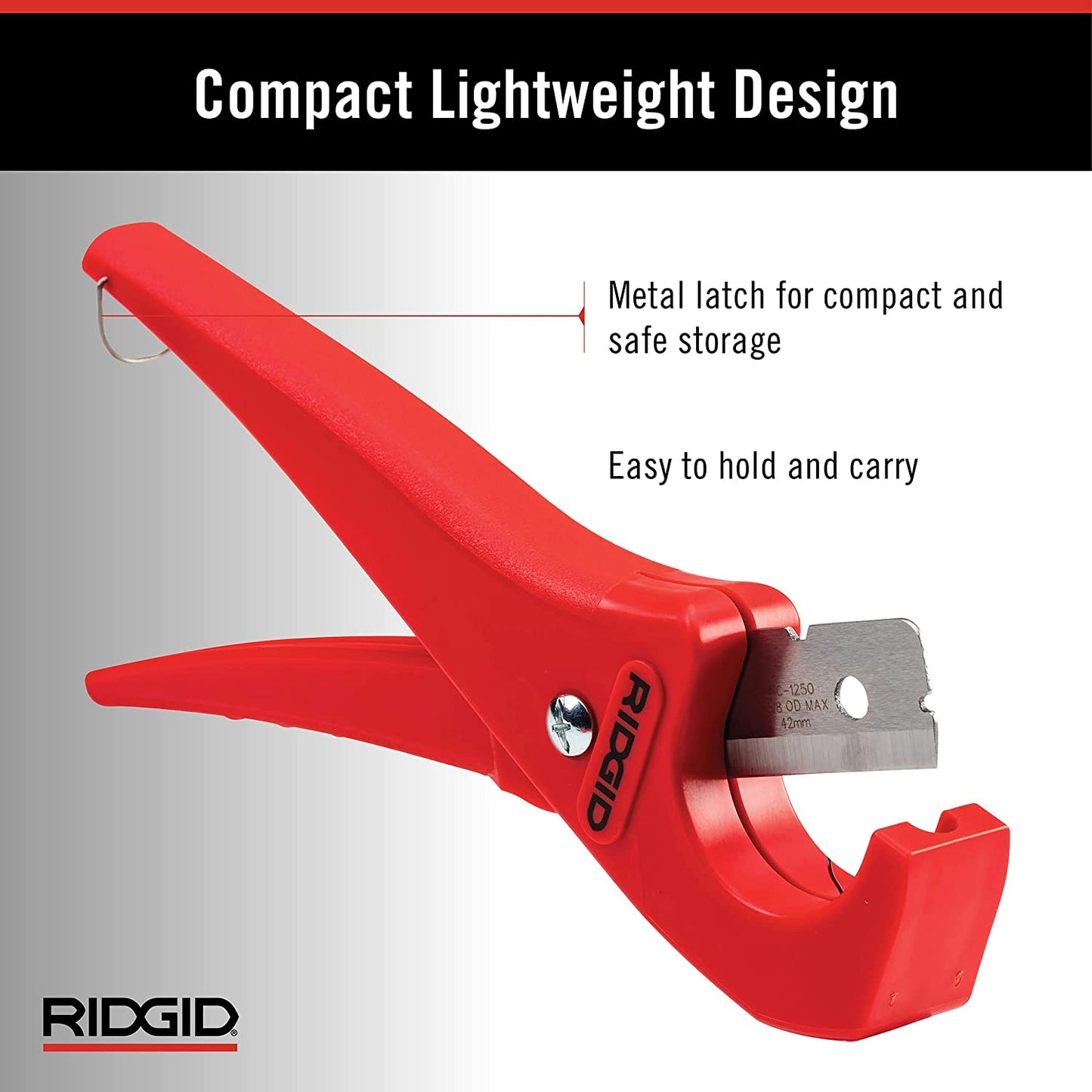 RIDGID 1/8 in. - 1-5/8 in. PC-1250 PEX and Vinyl Tubing Cutting Tool, Single Stroke Scissor Style Cut with Reversible Blade