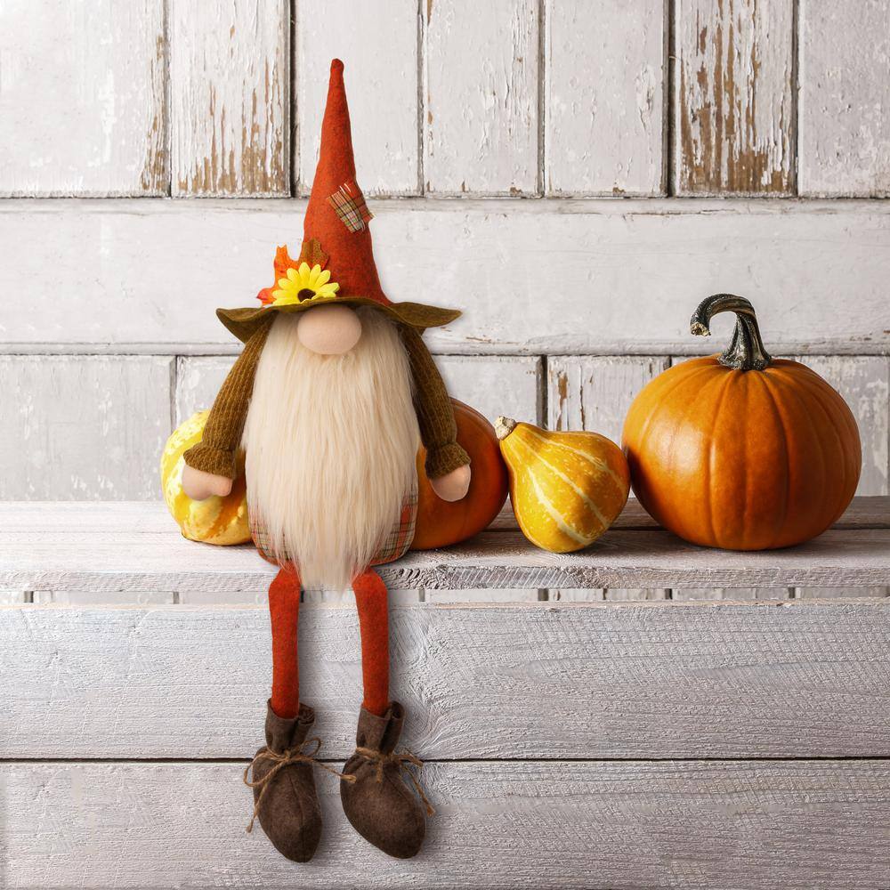 Glitzhome 24 in. H Fall Fabric Gnome Shelf Sitter Decor