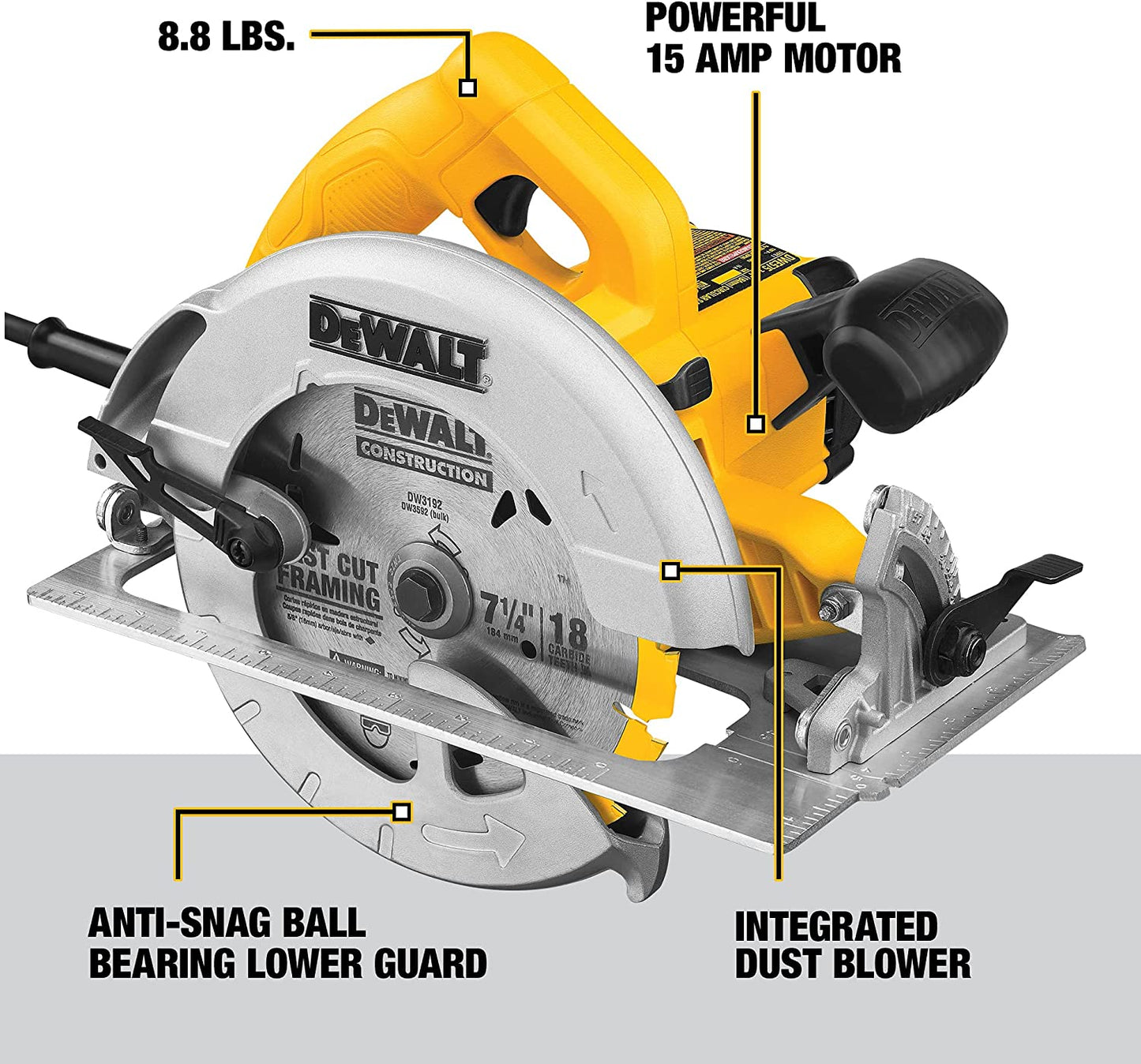 DEWALT 15 Amp Corded 7-1/4 in. Lightweight Circular Saw