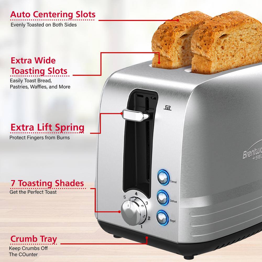 Brentwood Select Extra Wide 2-Slot Stainless Steel Toaster