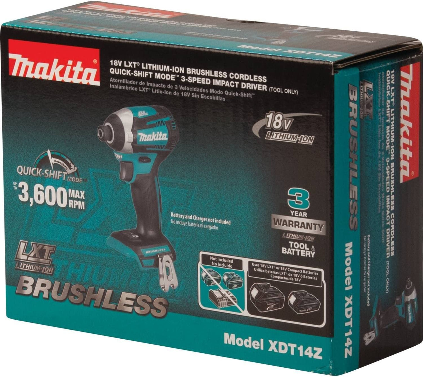 Makita 18V LXT Lithium-Ion Brushless 1/4 in. Cordless Quick-Shift Mode 3-Speed Impact Driver (Tool Only)