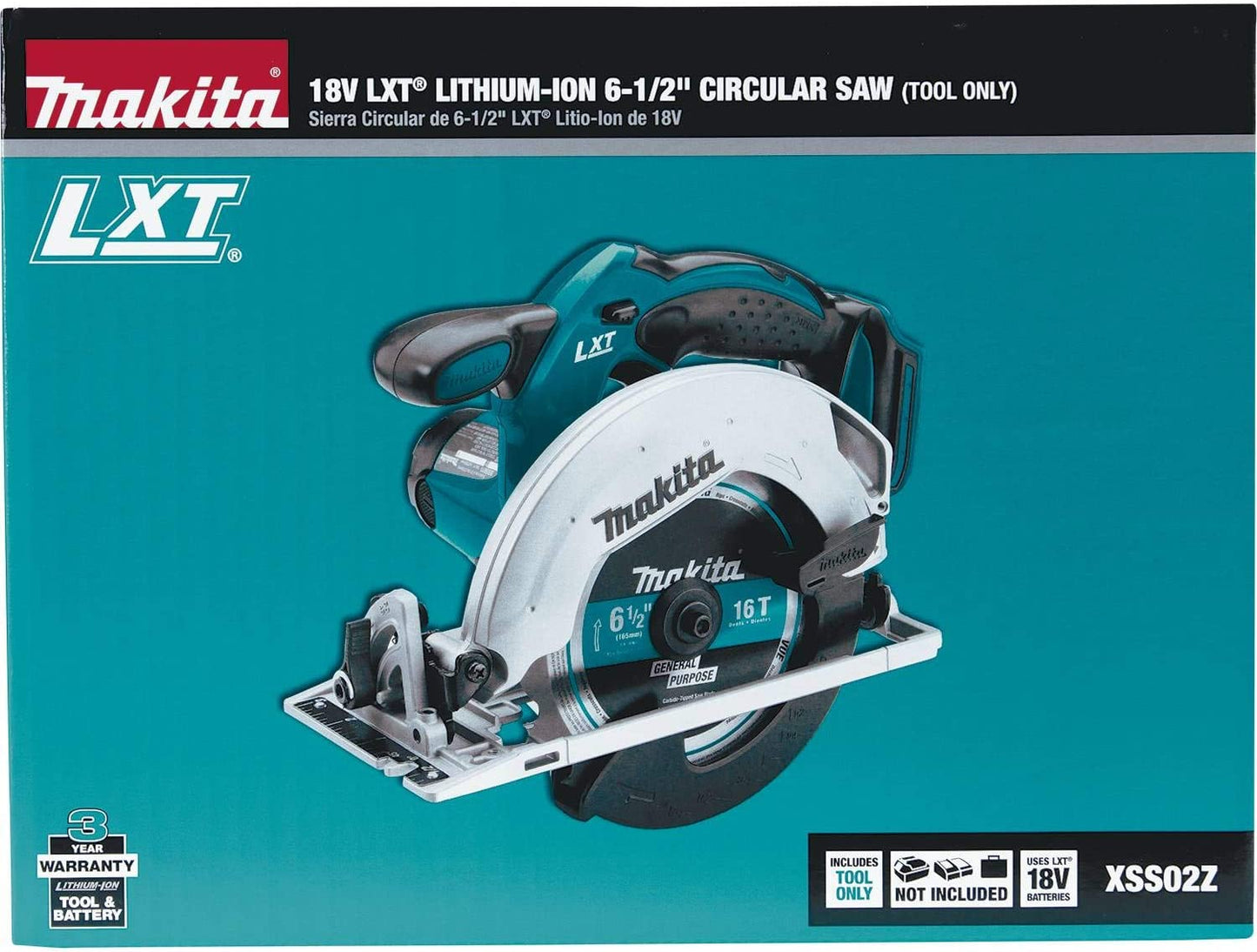 Makita 18V LXT Lithium-Ion Cordless 6-1/2 in. Lightweight Circular Saw and General Purpose Blade (Tool-Only)
