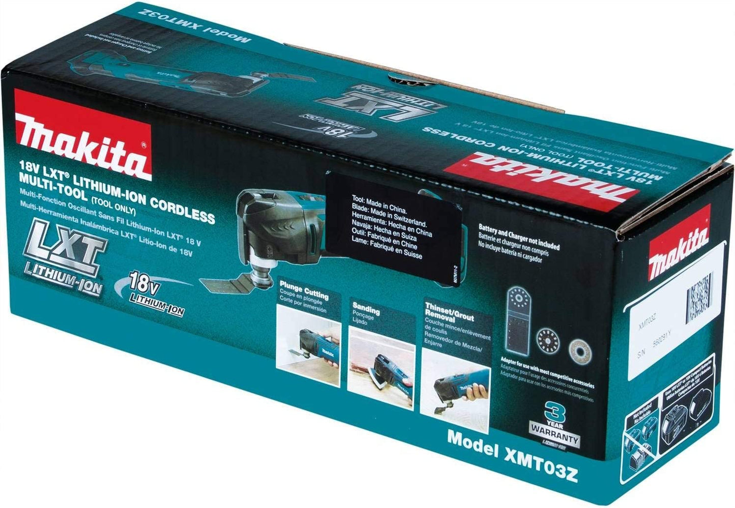 Makita 18V LXT Lithium-Ion Cordless Variable Speed Oscillating Multi-Tool (Tool-Only) With Blade and Accessory Adapters