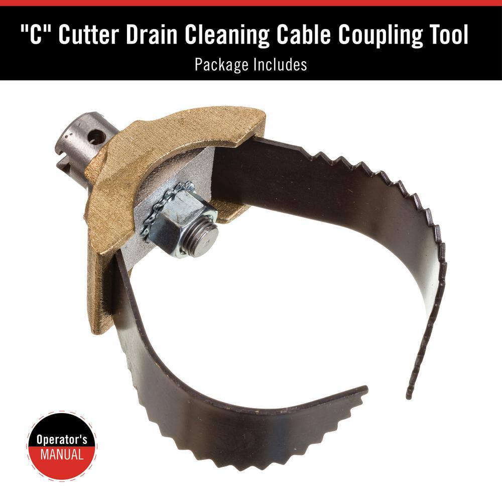 RIDGID T-232 3 in. Heavy Duty "C" Cutter Drain Cleaning Cable Attachment, Fits 3/8 in. Inner Core & 5/8 in. Sectional Cables