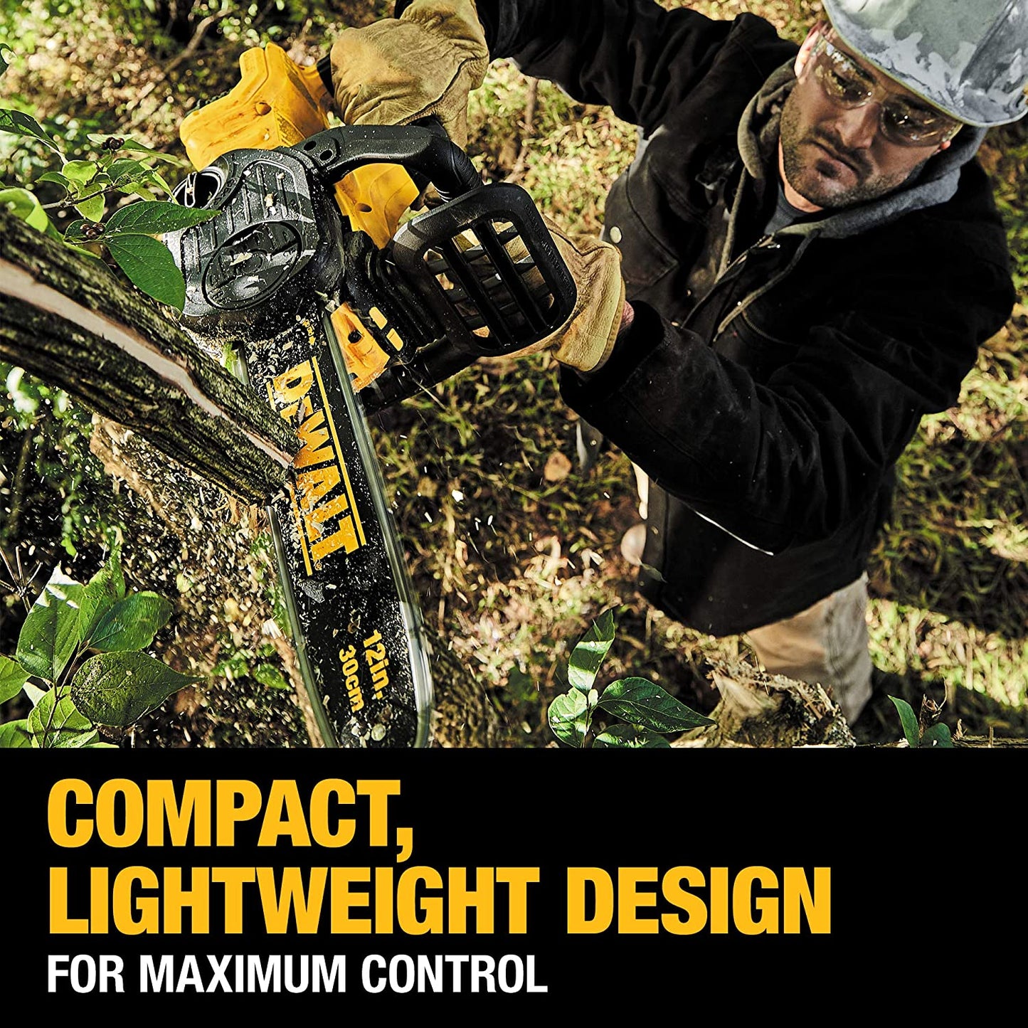 DEWALT 20V MAX 12in. Brushless Battery Powered Chainsaw, Tool Only