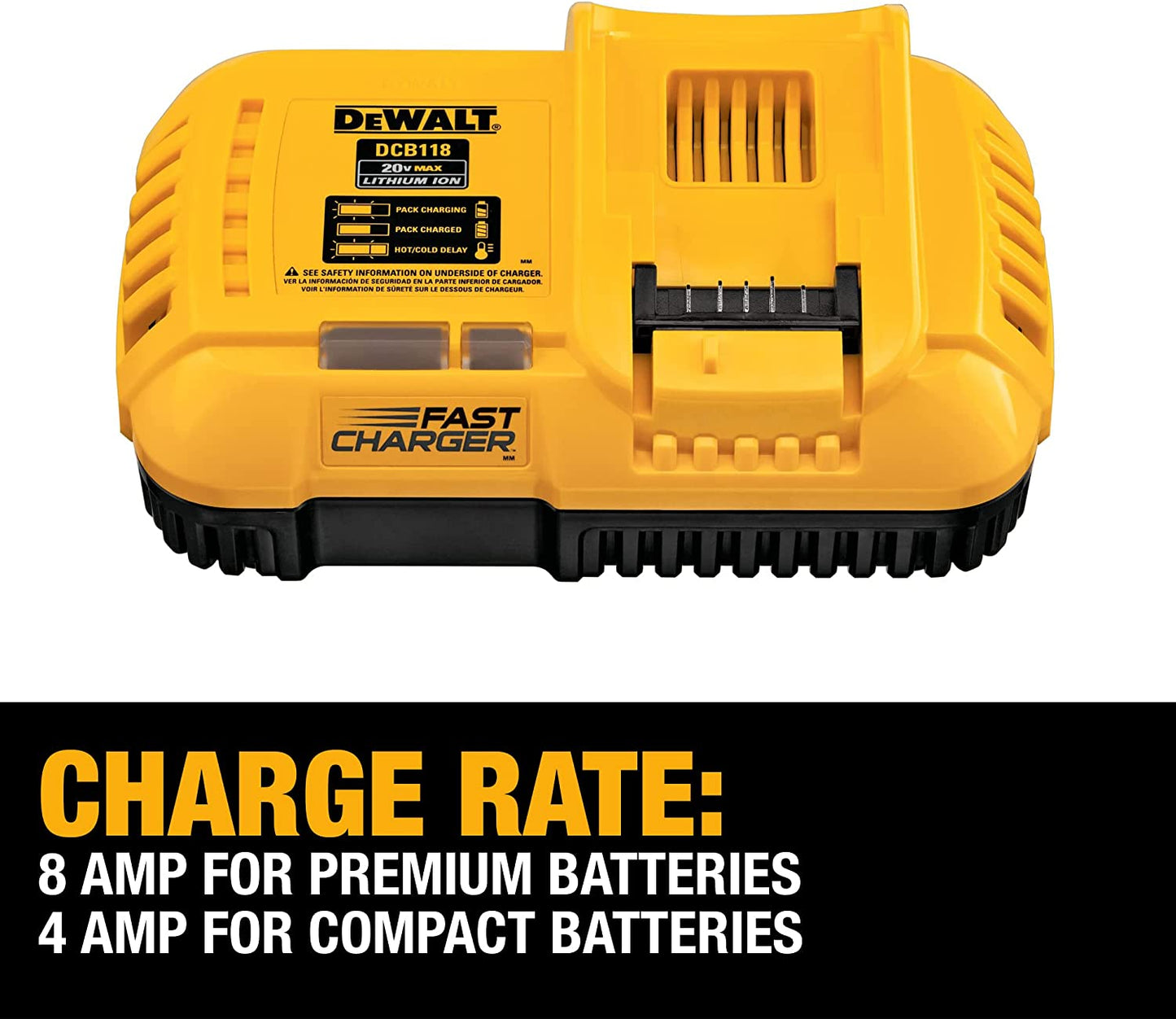 DEWALT 20V MAX Lithium-Ion Fan Cooled Fast Battery Charger