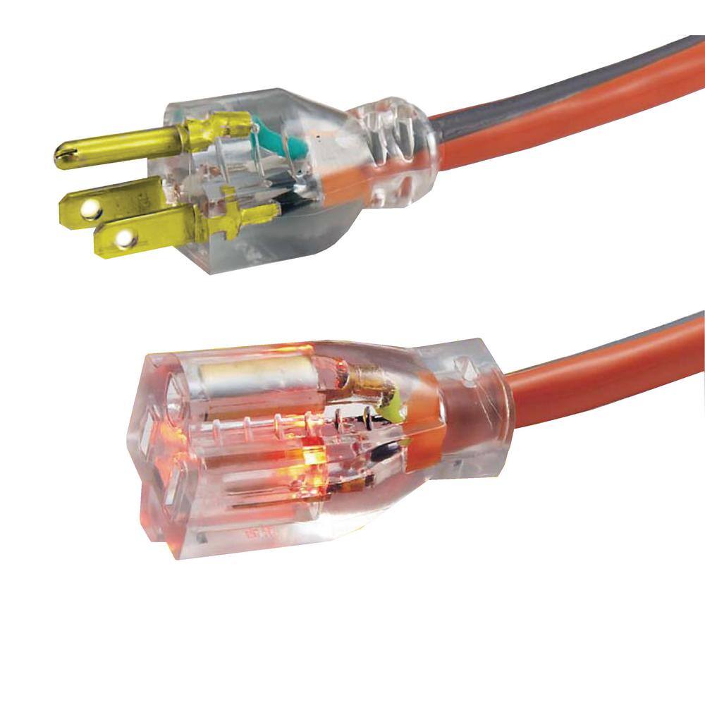 RIDGID 25 ft. 14/3 Heavy-Duty Contractor-Grade Indoor/Outdoor Extension Cord, Orange and Gray