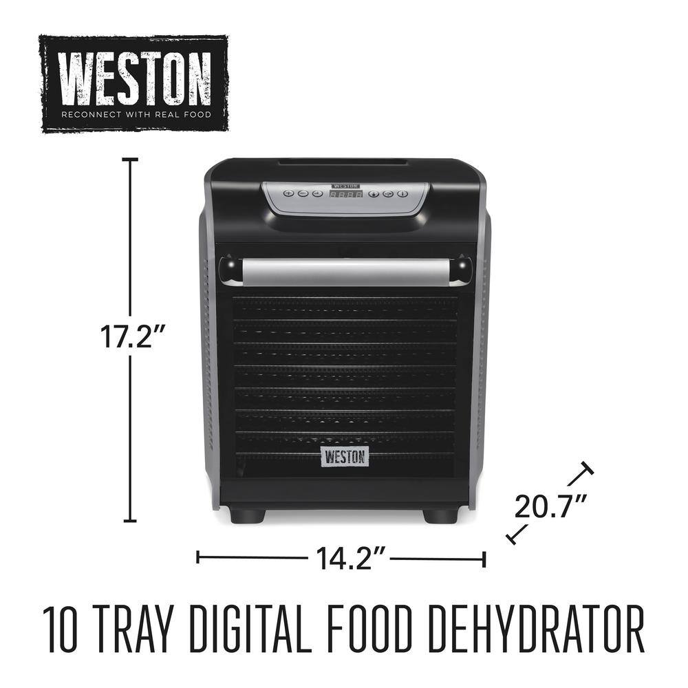 Weston 10-Tray Grey Food Dehydrator with Oven-Style Door