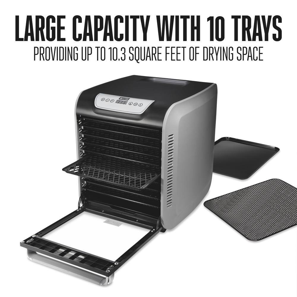 Weston 10-Tray Grey Food Dehydrator with Oven-Style Door
