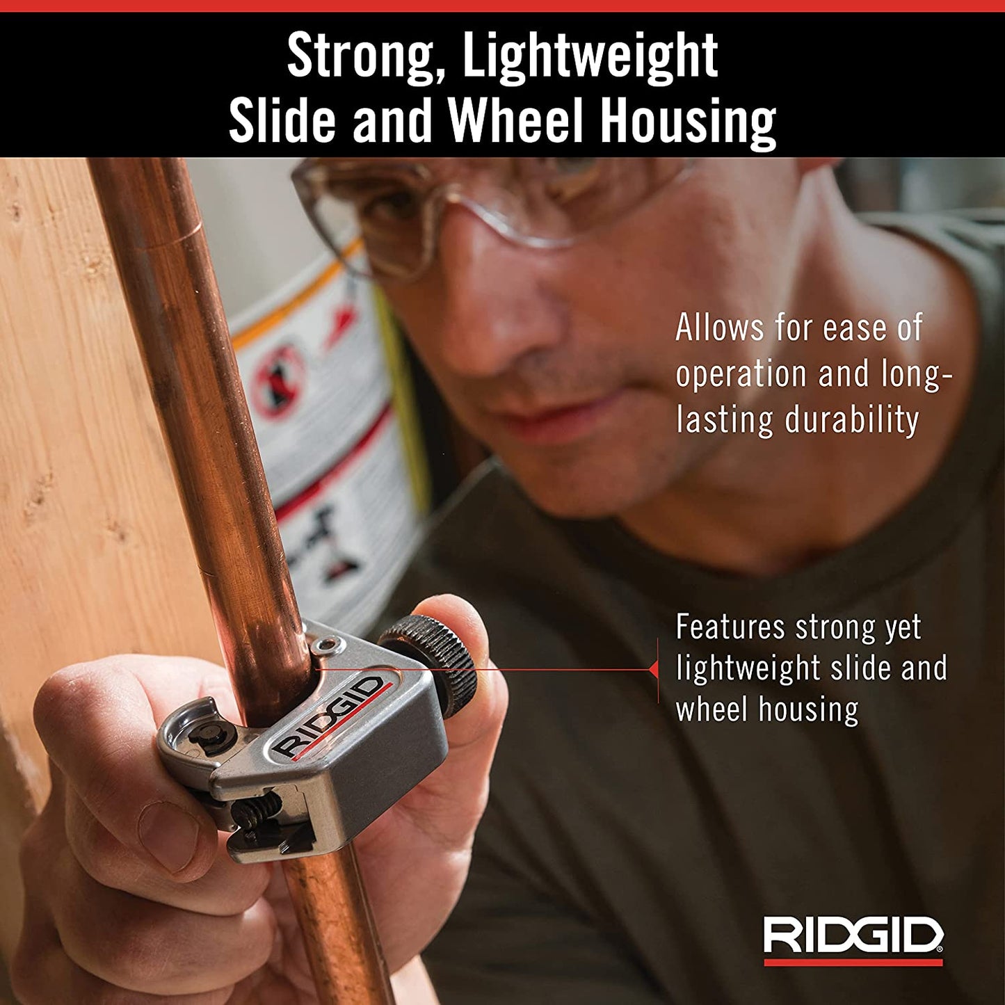 RIDGID 3/16 in. to 15/16 in. 104 Close Quarters Copper, Aluminum, Brass, and Plastic Tubing Cutter, Multi-Use Tubing Tool