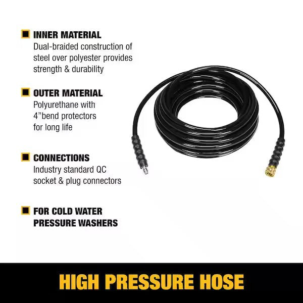 DEWALT 3/8 in. x 50 ft Replacement/Extension Hose for Cold Water 5000 PSI Pressure Washers