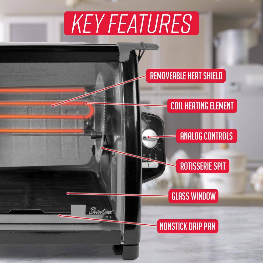 Ronco Series Black Countertop Rotisserie Oven