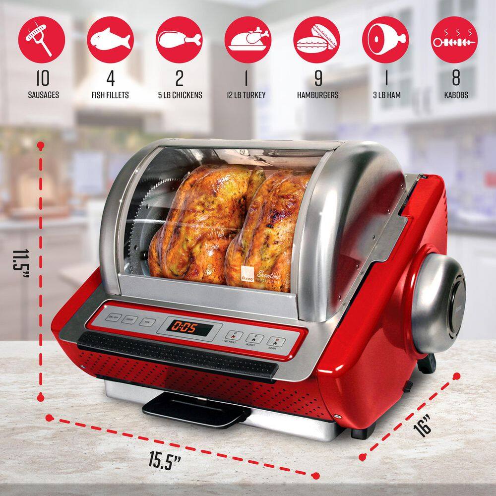 Ronco EZ-Store Red Countertop Rotisserie Oven