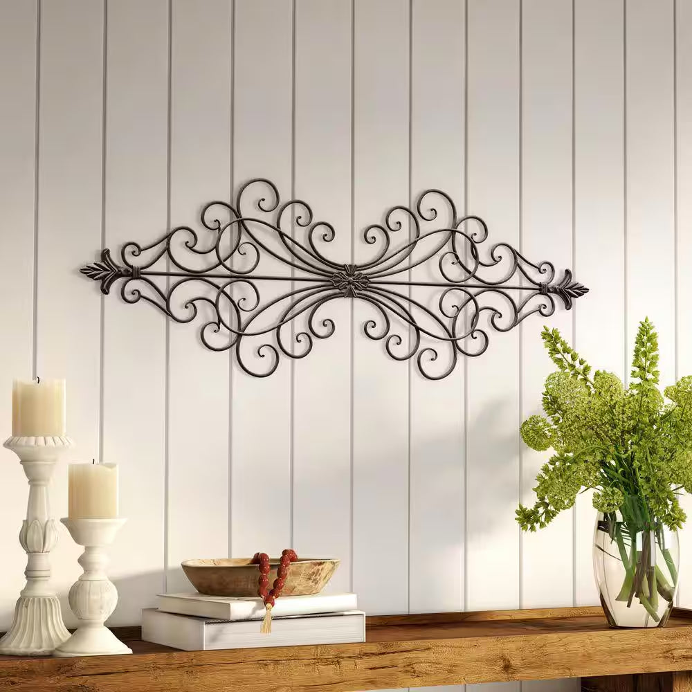 Fleur De Lis Emily Black Metal Wall Decor Non Lighted