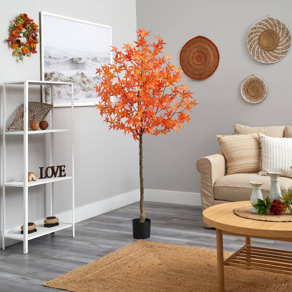 Nearly Natural 4 ft. Orange Autumn Maple Artificial Tree