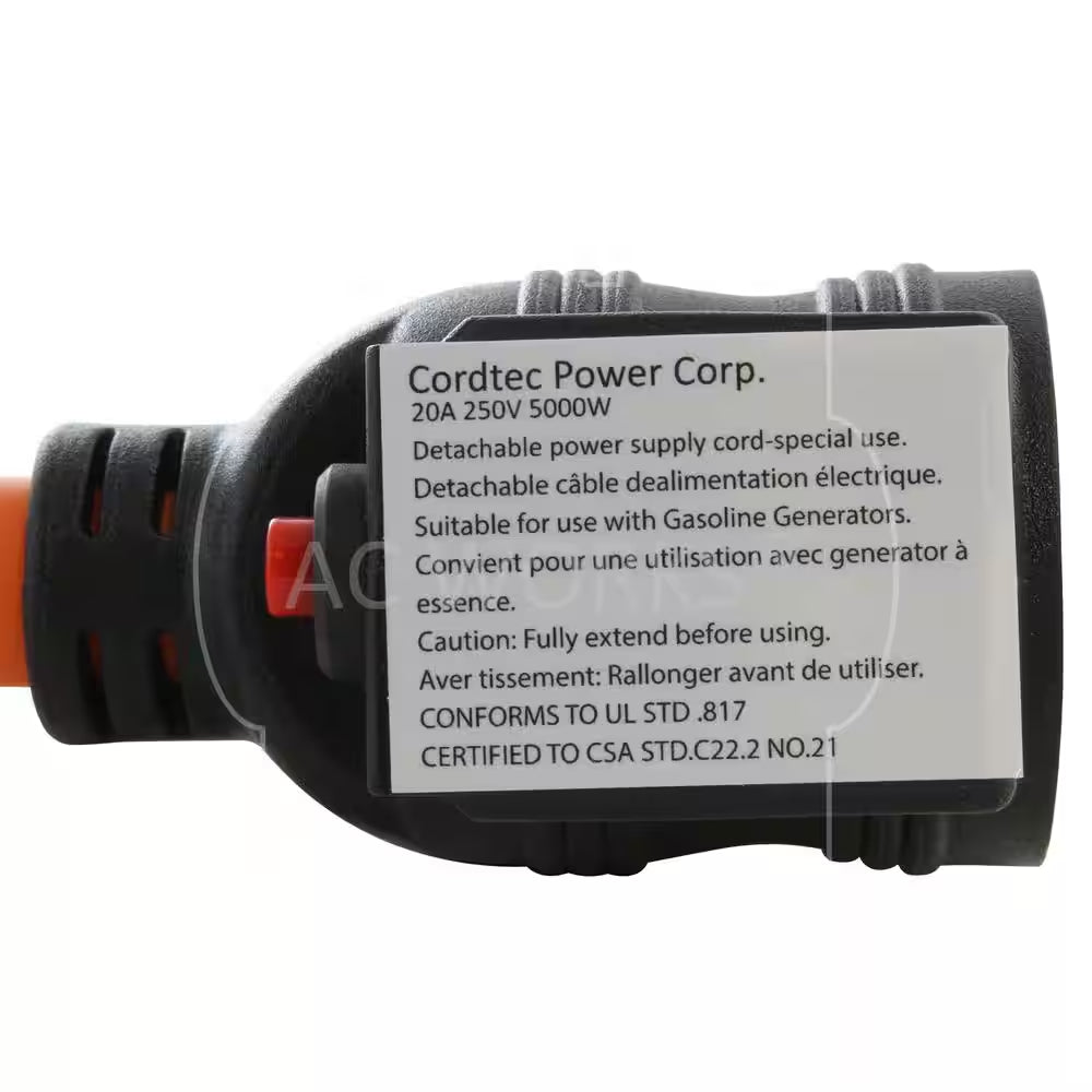 1.5 Ft. 30 Amp 3-Prong L6-30P Locking Plug to 6-15/20 Outlet with 20 Amp Breaker
