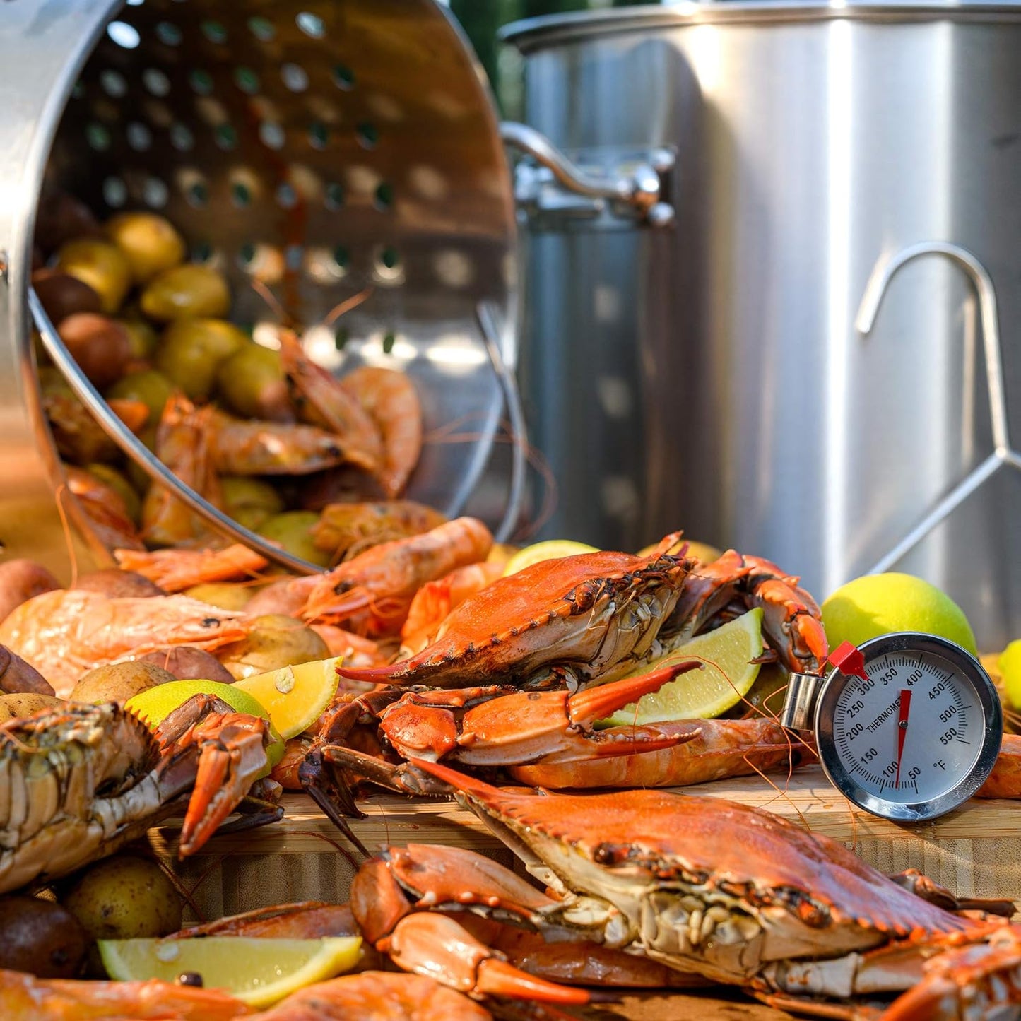 Barton 32 qt. Stainless Steel Stock Pot with Strainer Basket and Lid