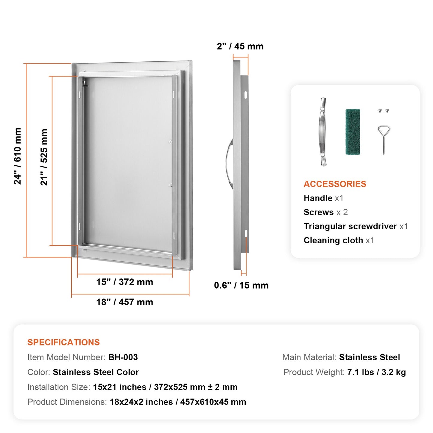 BBQ Access Door 18-In W X 24-In H Single Door