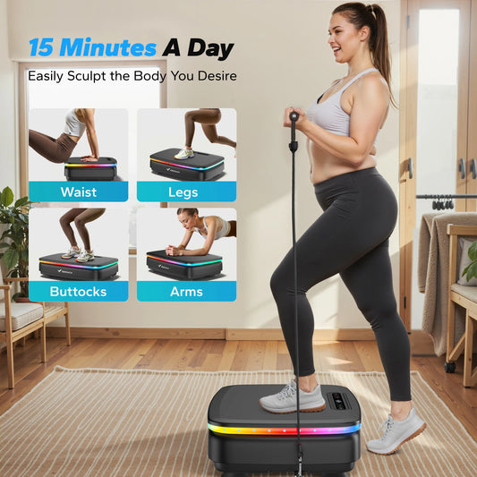 MERACH Vibration Plate Exercise Machine with Light Whole Body Workout Power Vibrate Platform Vibration Plate Lymphatic Drainage