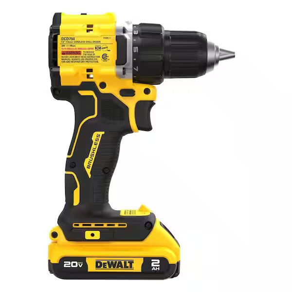 DEWALT ATOMIC 20-Volt Lithium-Ion Cordless Compact 1/2 in. Drill/Driver Kit with 2.0Ah Battery, Charger and Bag