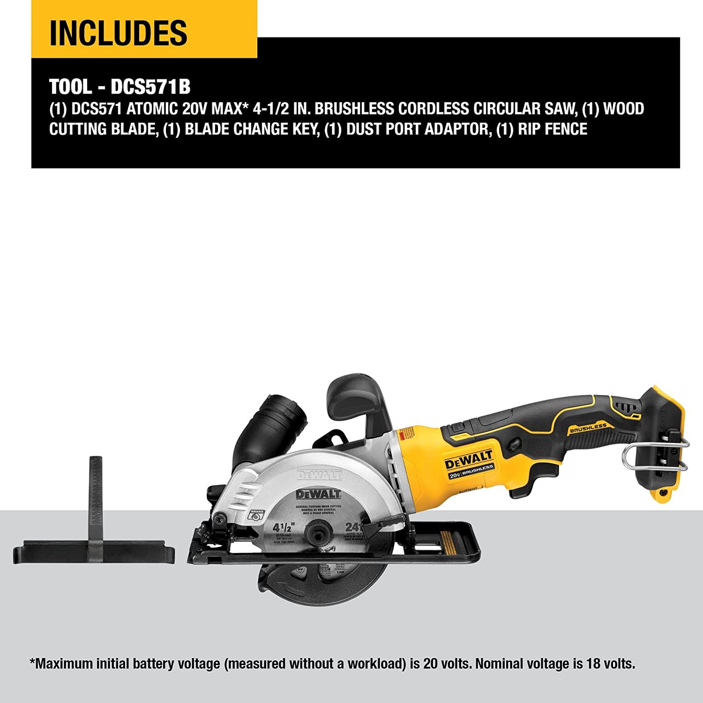DEWALT ATOMIC 20V MAX Cordless Brushless 4-1/2 in. Circular Saw (Tool Only)
