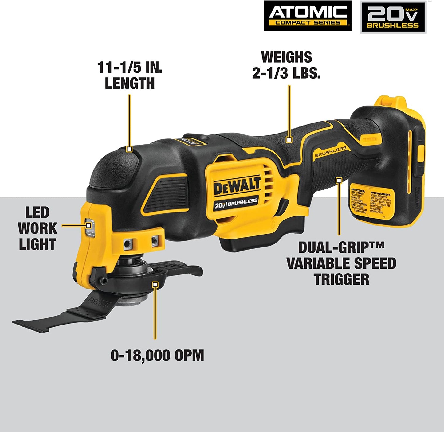 DEWALT ATOMIC 20V MAX Cordless Brushless Oscillating Multi Tool (Tool Only)