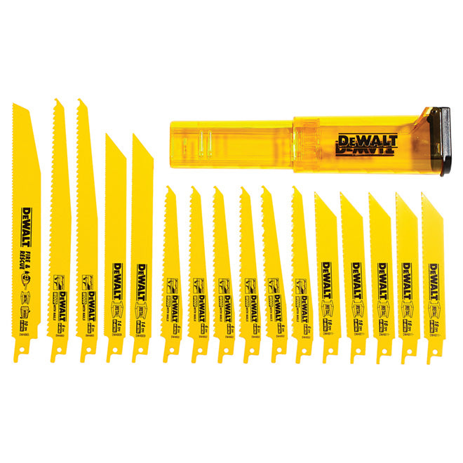 DEWALT Bi-Metal Reciprocating Saw Blade Set with Case (16-Piece)