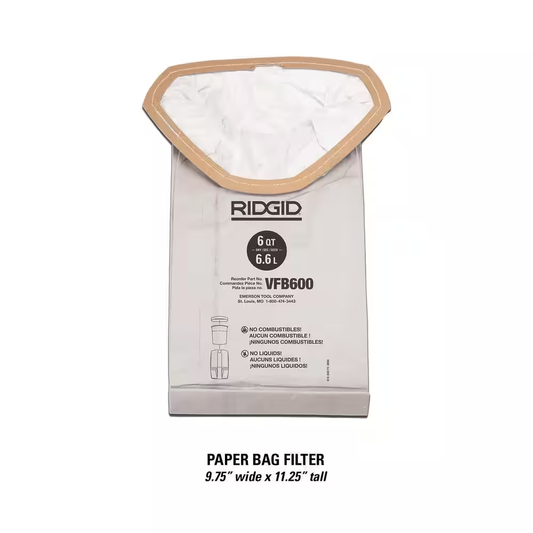 RIDGID  Dry Shop Vac Filter Bags for 6 qt. NXT Backpack Vacuum (2-Pack)