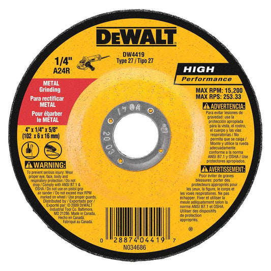 DEWALT  4 in. x 1/4 in. x 5/8 in. General Purpose Metal Grinding Wheel