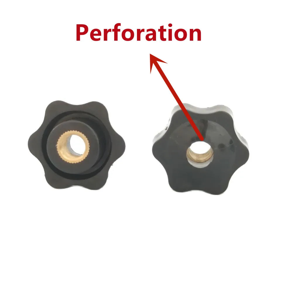 5PCS M4 M5 M6 M8 M10 M12 Plum Hand Tighten Nuts Handle Thread Mechanical Black Thumb Nuts Clamping Knob Manual Nuts Perforated