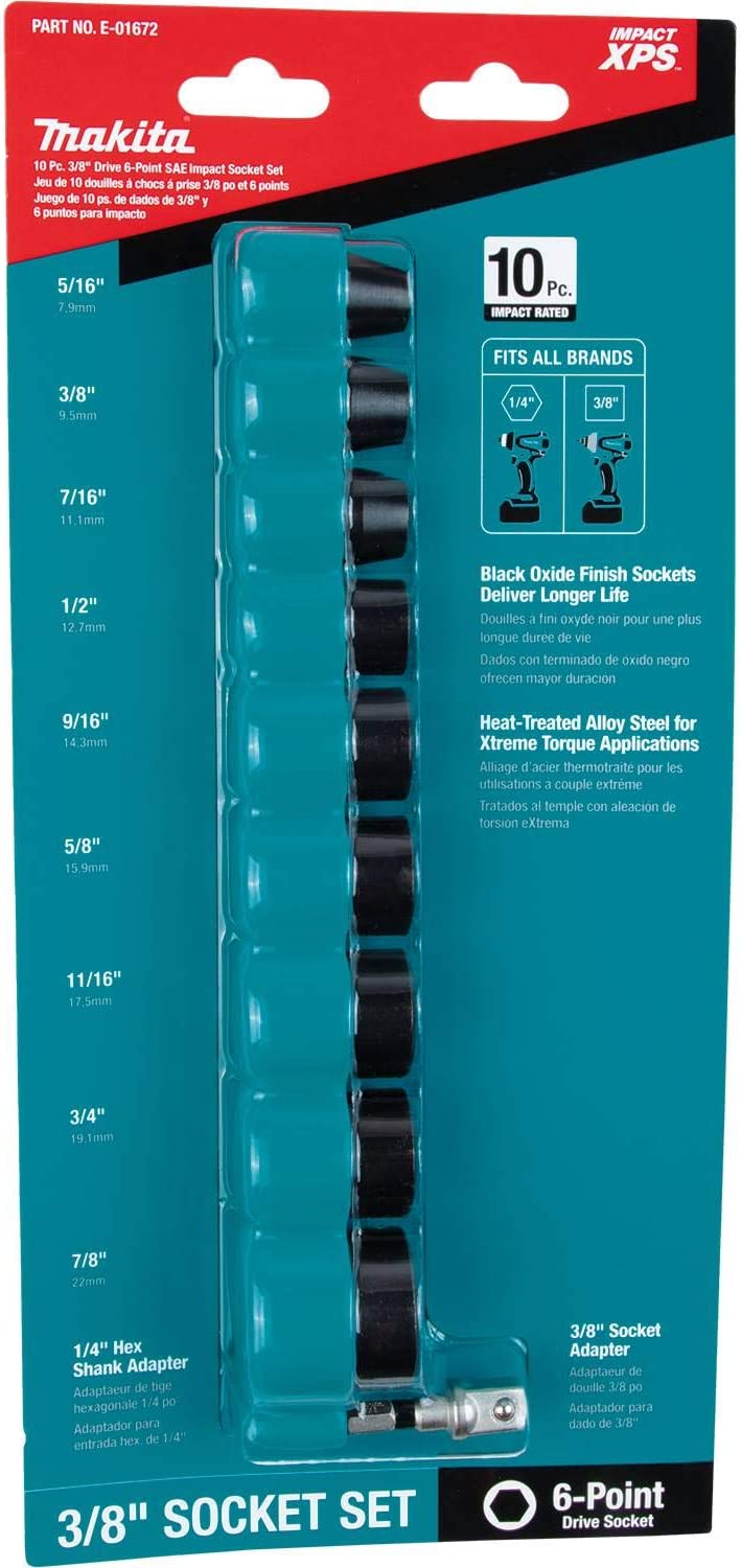 Makita IMPACT XPS Socket Set SAE with Standard SA (10-Piece)