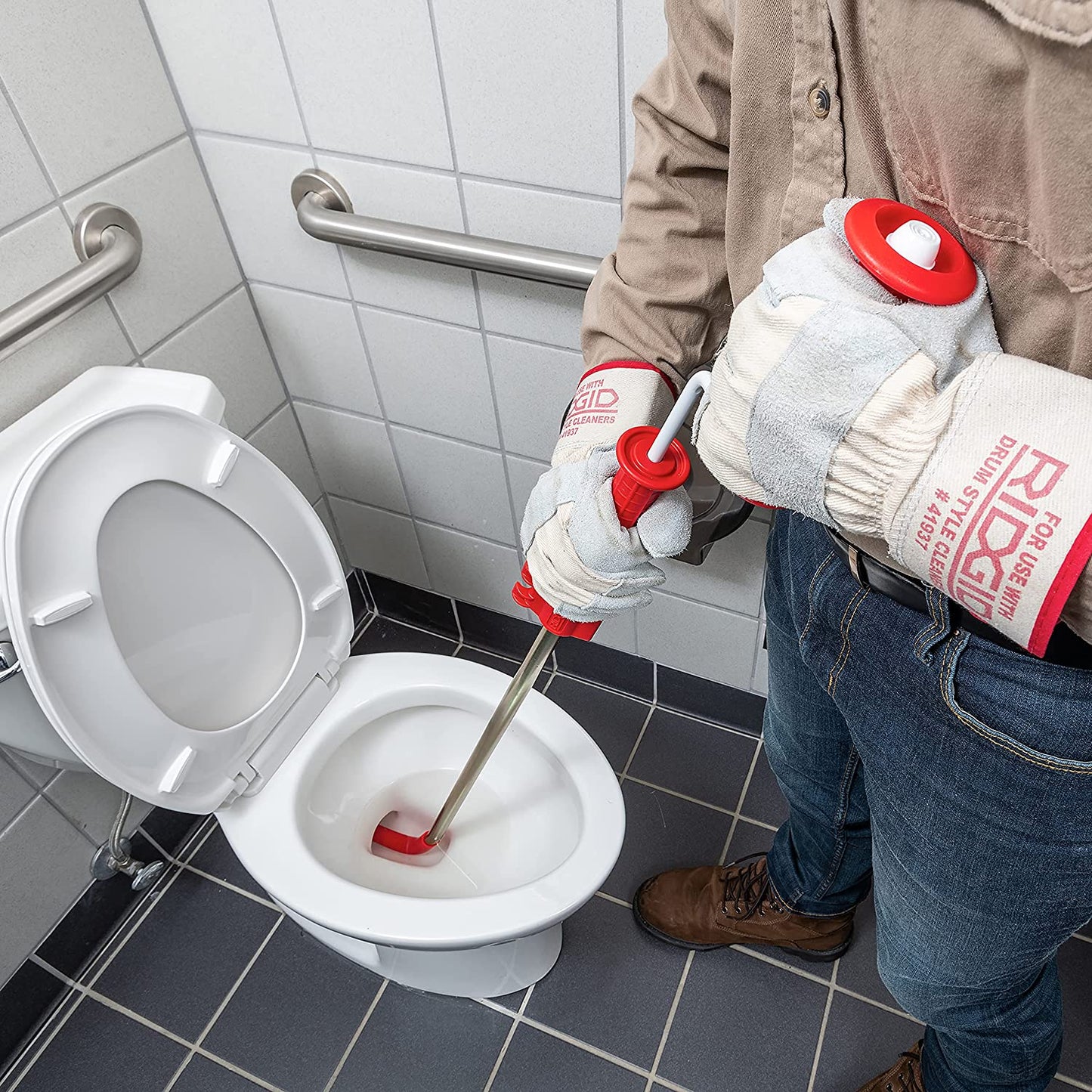 RIDGID K-3 Ultra Flexible Toilet Auger with Unclogging 3 ft. Snake and Integrated Bulb Head, Plumbing Toilet Snake for Drain