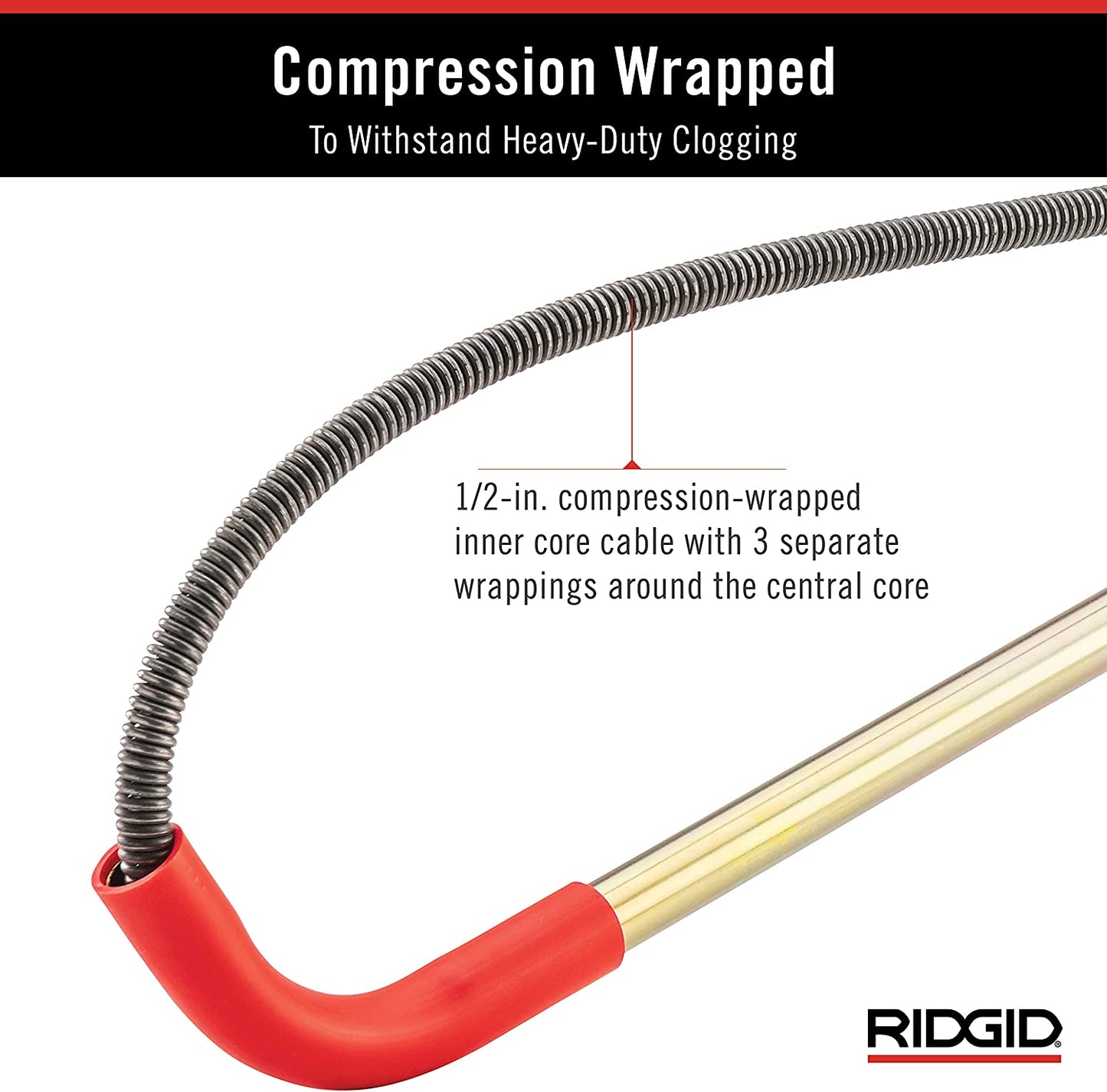 RIDGID K-3 Ultra Flexible Toilet Auger with Unclogging 3 ft. Snake and Integrated Bulb Head, Plumbing Toilet Snake for Drain