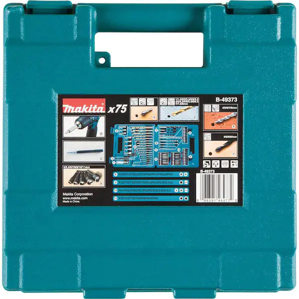 Makita Metal, Wood, Masonry, Straight Shank Metric Drill and Screw Bit Set (75-Piece)