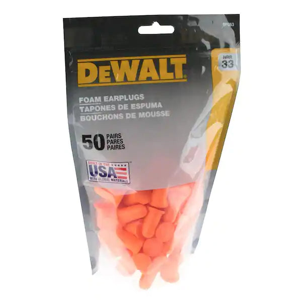 DEWALT Orange Foam Disposable Earplugs (50-Pack)