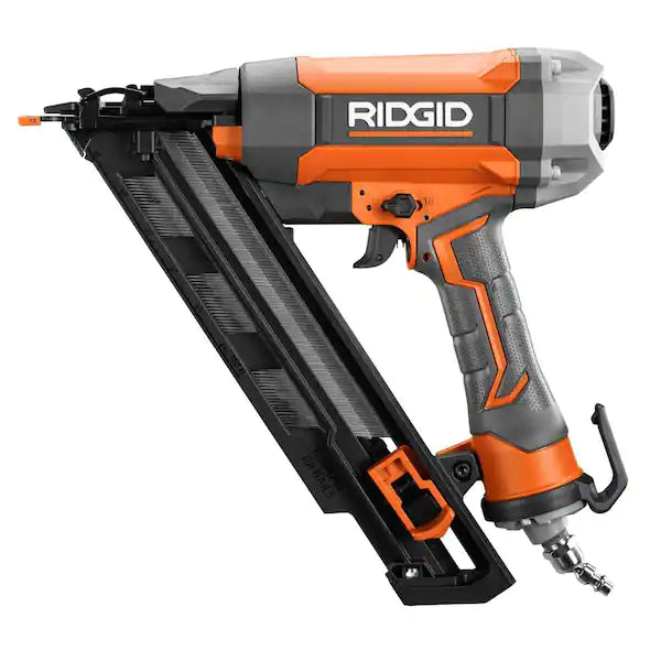 RIDGID  Pneumatic 15-Gauge 2-1/2 in. Angled Finish Nailer with CLEAN DRIVE Technology, Tool Bag, and Sample Nails