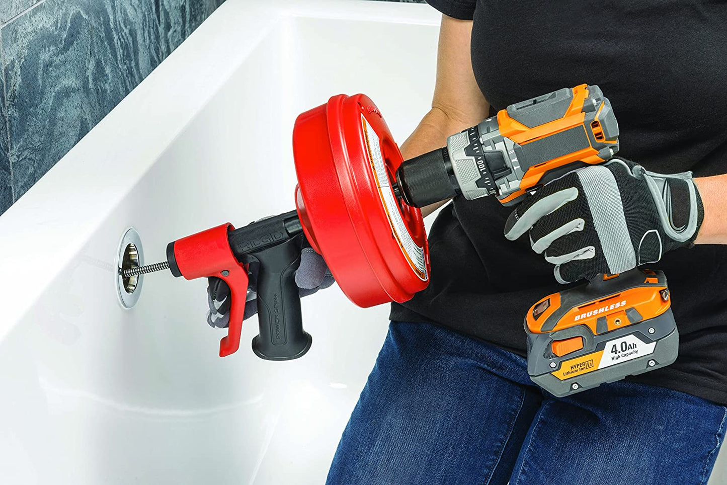 RIDGID Power Spin+ 1/4 in. x 25 ft. Hybrid Drain Cleaning Snake Auger (Manual or Cordless Drill Operated, Tool Only)