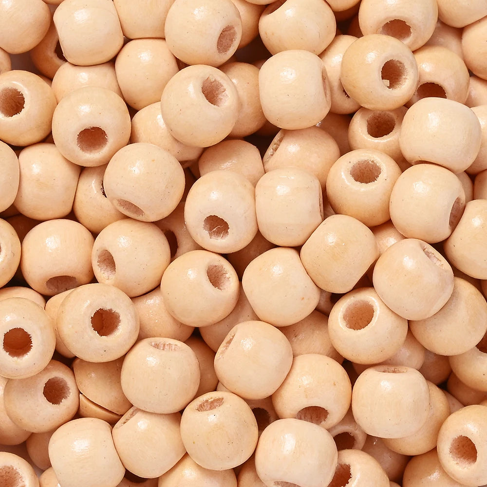200pcs/lot 11mm Brown Wooden Beads Large Hole Loose Spacer Beads for Vintage Round Jewelry Making DIY Beaded Bracelet Necklace