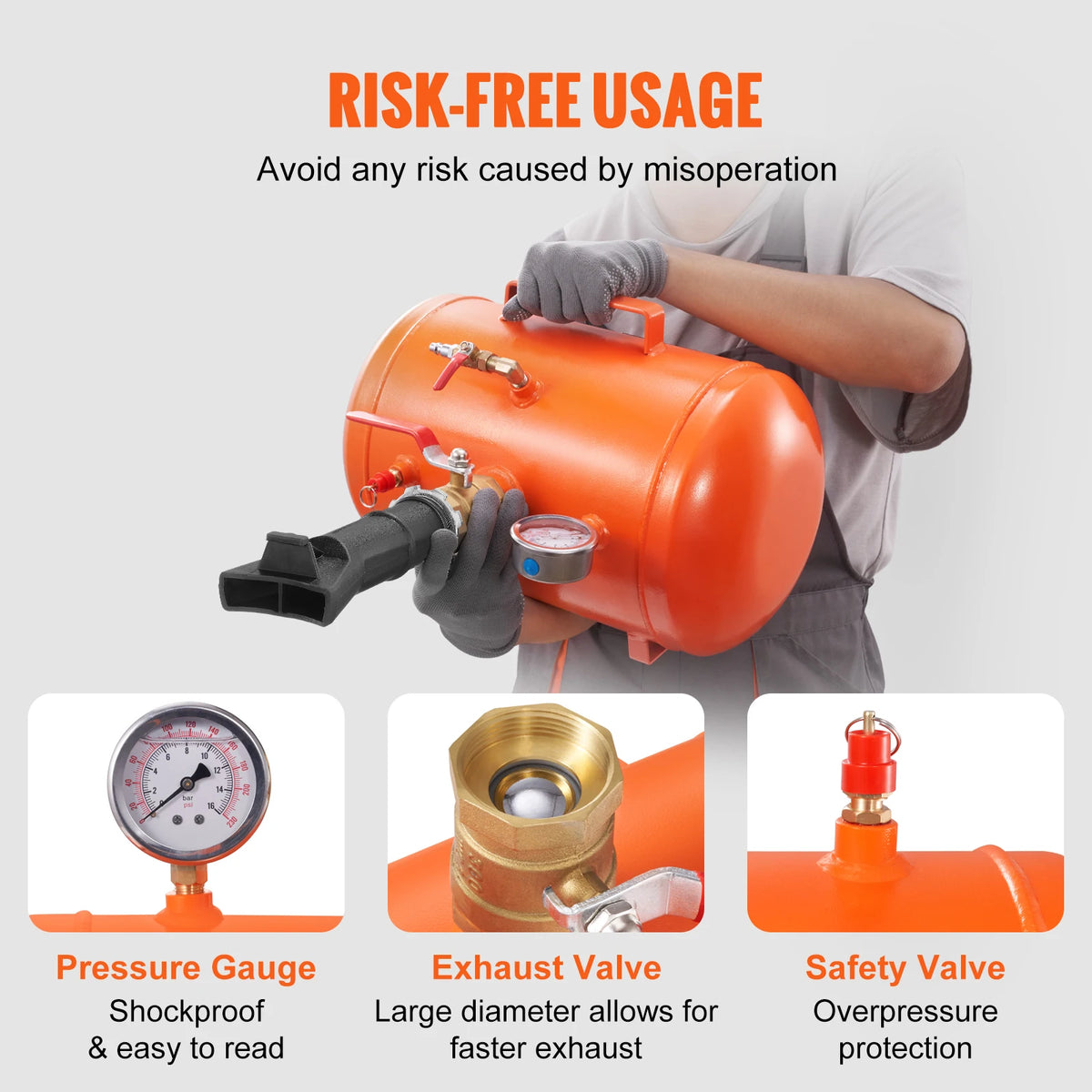 SucceBuy Tire Bead Blaster 5 Gallon/19L Capacity Includes Pressure Gauge & Handle 145 PSI Max Inflation Tank, for Car Truck ATV