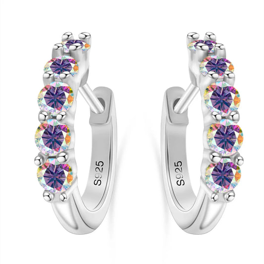 925 Sterling Silver Earrings with 1 CT Total Moissanite Exquisite Jewelry Gift for Weddings & Parties, Sparkling Classic Style