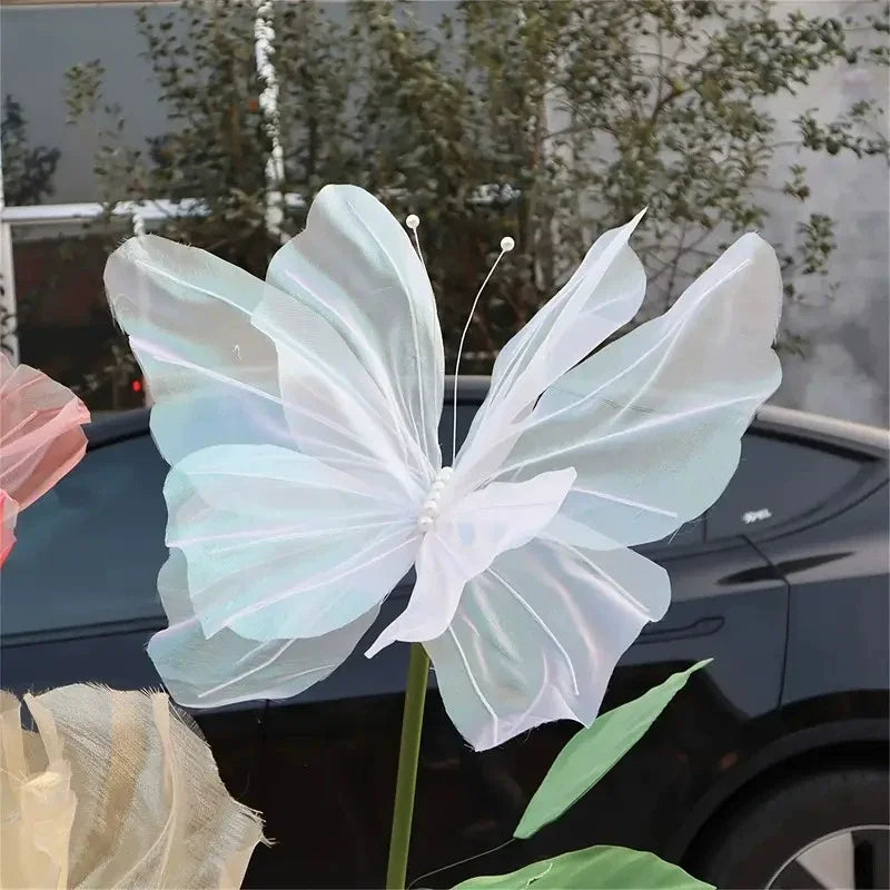 50cm Simulation Butterfly 3D Outdoor Shopping Mall Wedding Festival Decoration Hollow Large Hanging Gauze Big Fake Butterfly
