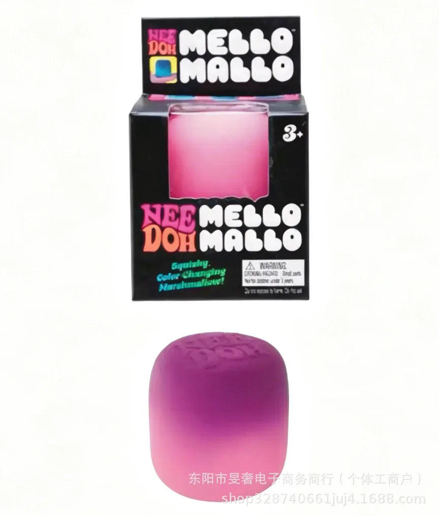 New Needoh Mello Mallo Uv Light Reactive Squish Toy Marshmallow Texture Slow Rising Squeeze Fidget Toy Sunlight Color Change