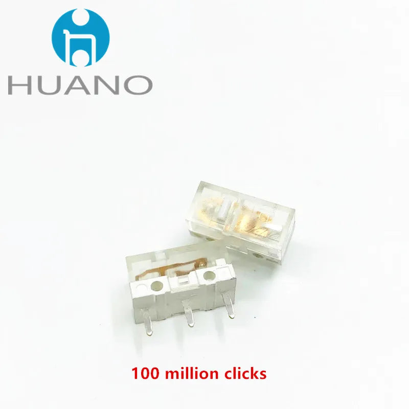 2Pcs New product HUANO Black Blue Transparent Shell Mute Mouse Micro Switch 10M 30M 60M 80M 100 million Mouse maintenance button