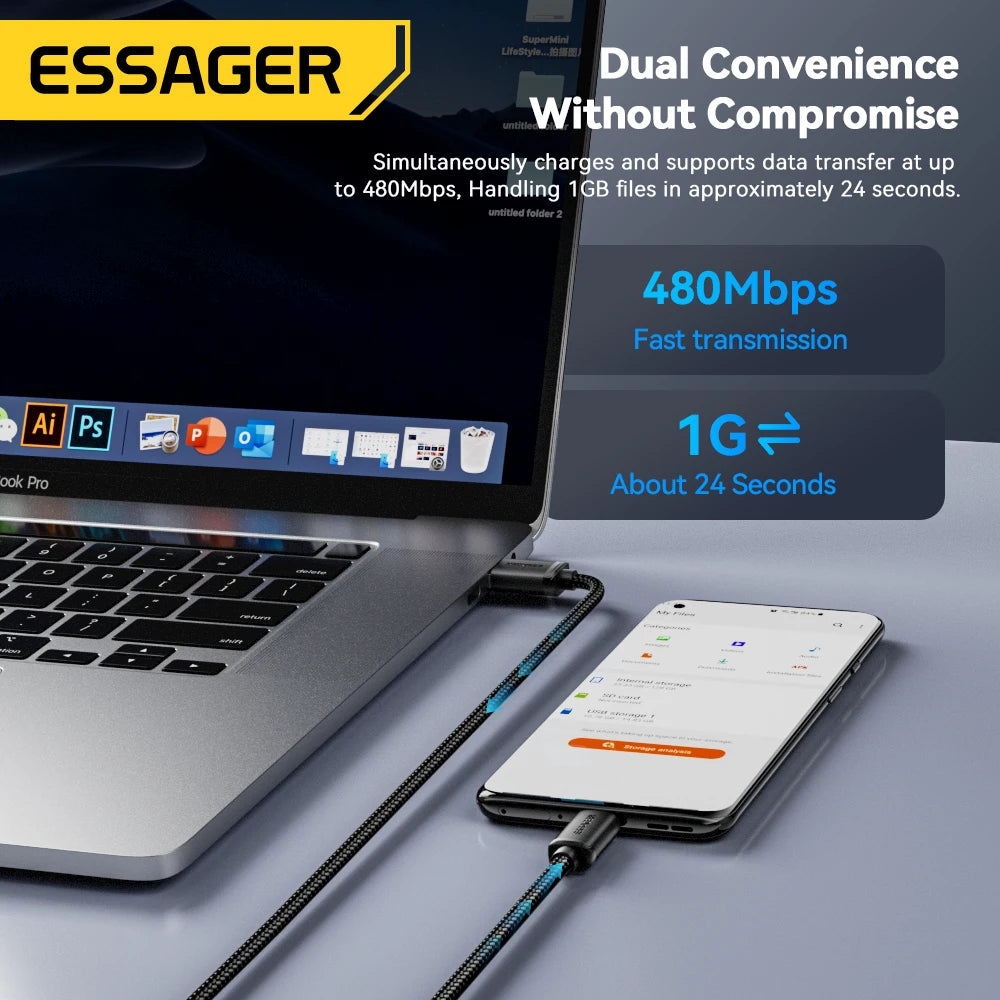 Essager Micro USB Cable Fast Charging Data Cable For Xiaomi Realme Huawei OPPO Samsung Mobile Phone Charger Cord USB Micro Wire