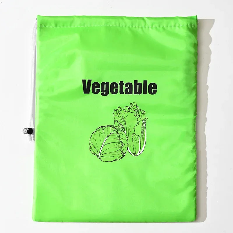 "Insulated Fresh-Keeper Bag - Reusable Storage Organizer for Bananas, Lettuce & Vegetables (Drawstring Closure)"