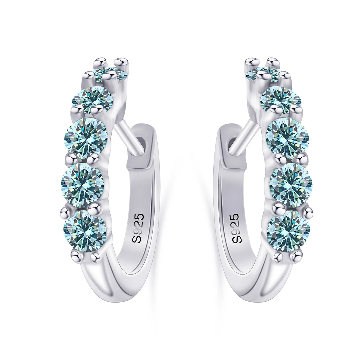 925 Sterling Silver Earrings with 1 CT Total Moissanite Exquisite Jewelry Gift for Weddings & Parties, Sparkling Classic Style