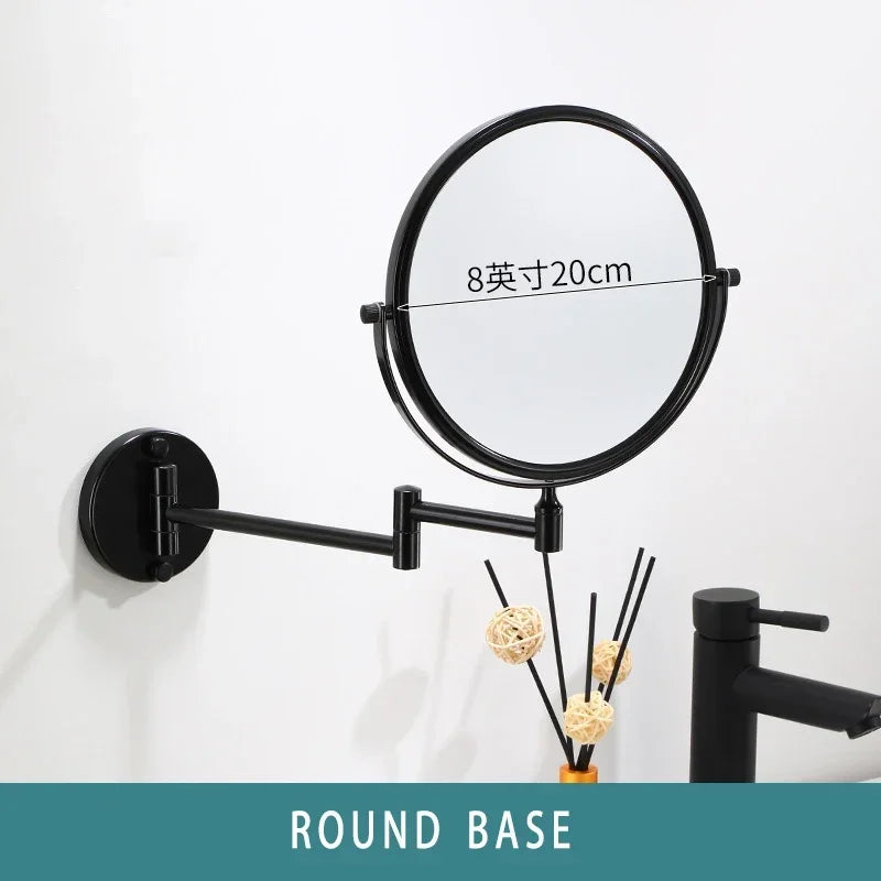 Dressing Mirror Wall Mounted 8 Inch Magnifying Two-sides Mirror Space Aluminum Black Makeup Mirror Cosmetic Lady Gift