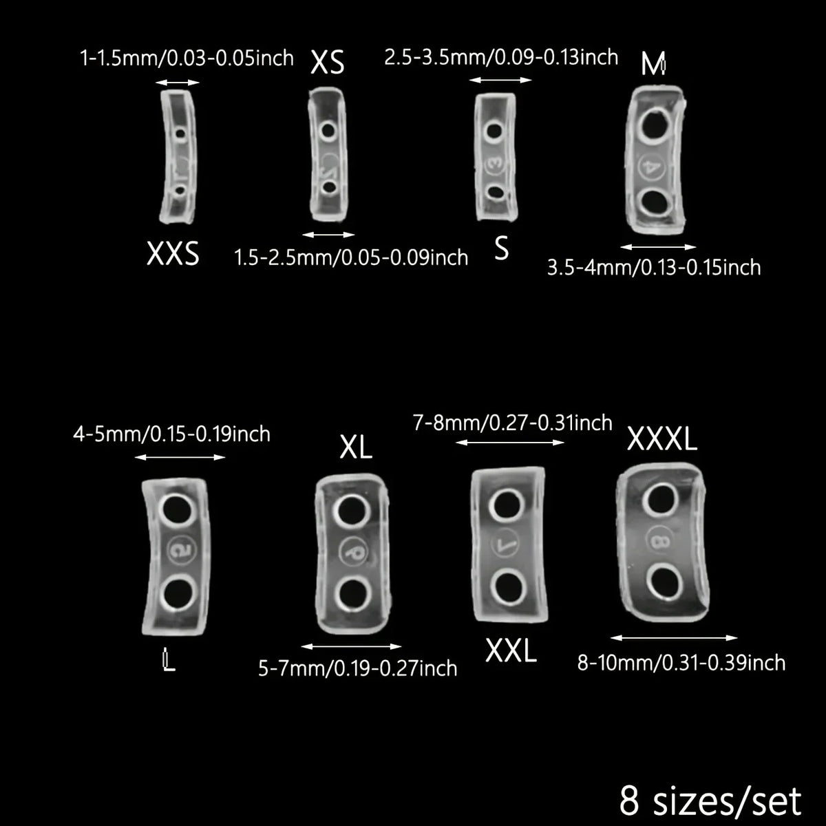 Resin Ring Size Adjuster Set - 8pcs Invisible Ring Sizer for Loose Rings - Multiple Finger Sizes,