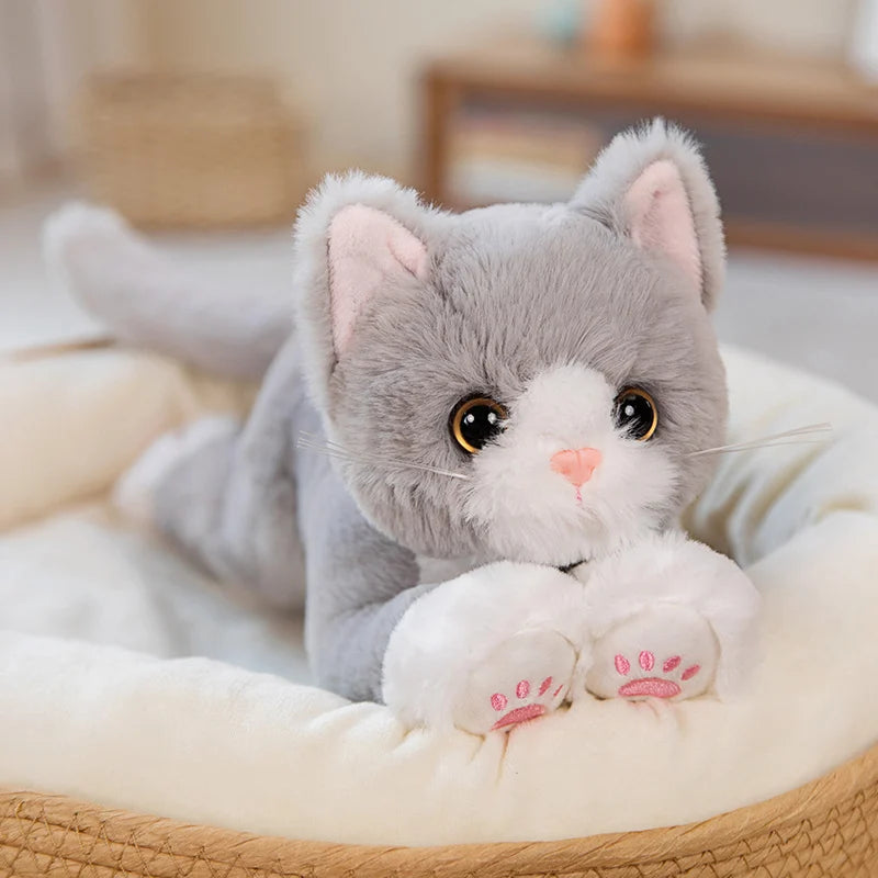 53CM Cute Simulated Cat Doll Plush Toy Stuffed Soft Animal Plush White Gray Kitten Pillow Kids Girls Birthday Gift Pet Toys Deco